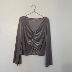Urban Outfitters Shimmering Gray Ruched Blouse